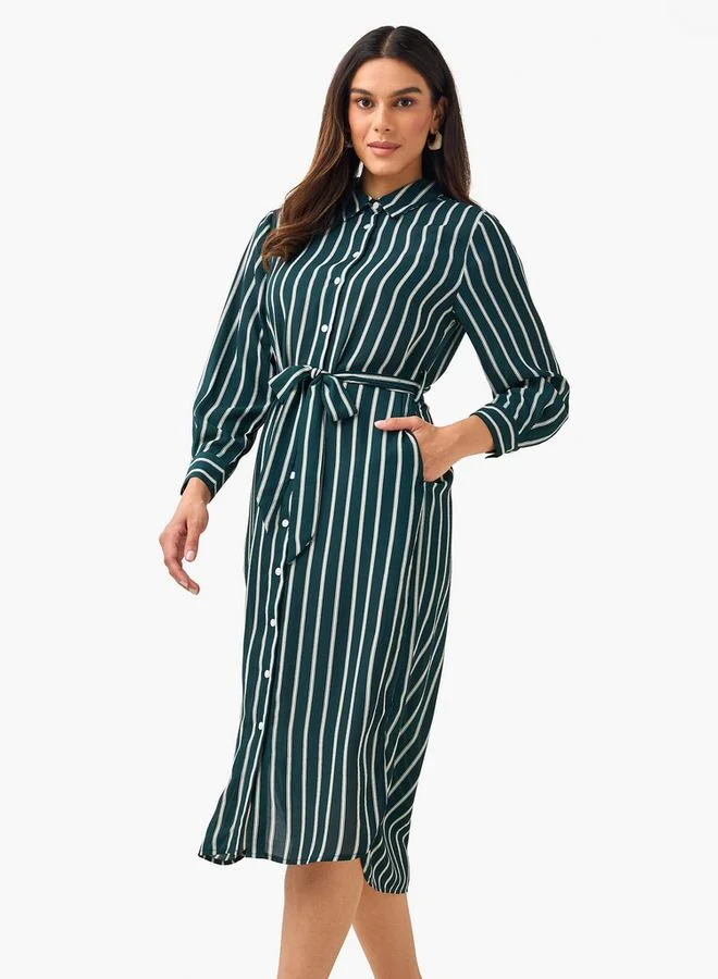 سبلاش فيڤ Striped Women Shirt Dress with Tie-Up Belt